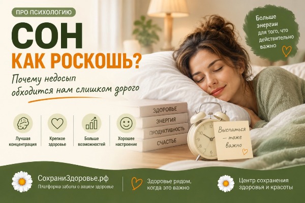 Сон как роскошь: как высыпаться и почему недосып вредит здоровью Женщина спит в уютной спальне — здоровый сон, восстановление организма и профилактика недосыпа.