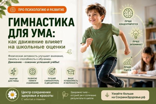 Как физическая активность влияет на развитие мозга и успеваемость школьников Физическая активность школьников помогает развивать память, внимание и улучшает успеваемость